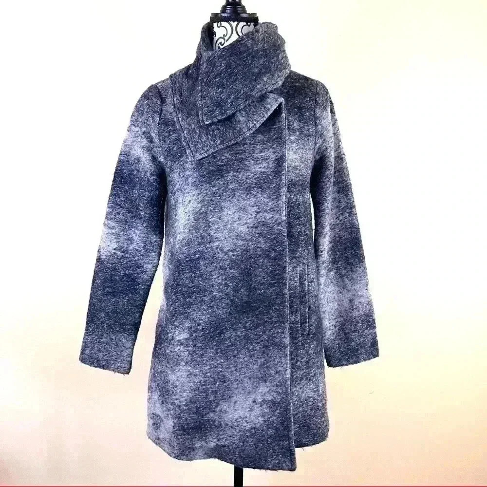 Nanette Lepore Sustainable Gray Ombre Wool Mohair Swing Jacket Coat Size S - Picture 3 of 16